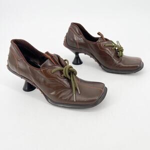 Miu Miu Rare Vintage FW 1999 Brown Leather Bubble Sole Sneaker Heel IT 36